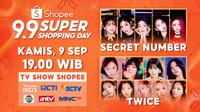 Shopee 9.9 Super Shopping Day TV Show which will be broadcast live on September 9 at 19.00 WIB only on ShopeeLive, RCTI, SCTV, Indosiar, ANTV, and MNC TV.